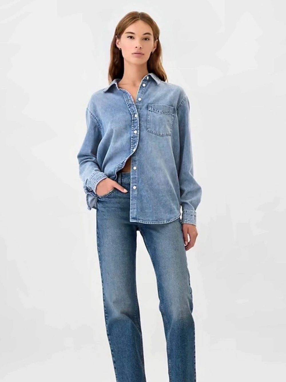Gap Cotton Oversized Denim Shirt Small NWT - Picture 2 of 7